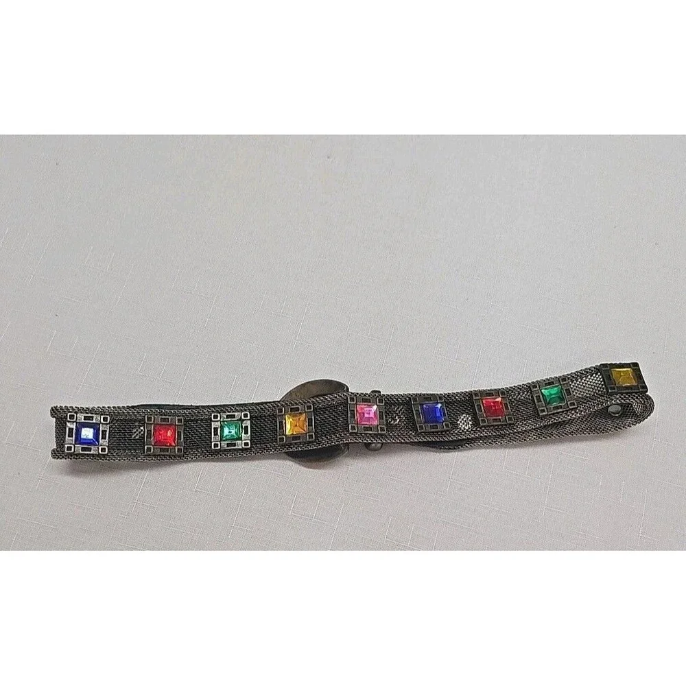 Vintage Women's Sand Castle USA Silver Metal Mesh Rhinestone Belt RARE **READ**